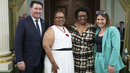 Assemblywoman Lori Wilson, Assemblyman Grayson, Assemblywoman Bauer-Kahan and Fairfield Councilmember K. Patrice Williams on the Assembly Floor