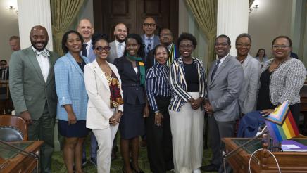 Mandela Washington Fellows with Assemblymembers on the Assembly Floor